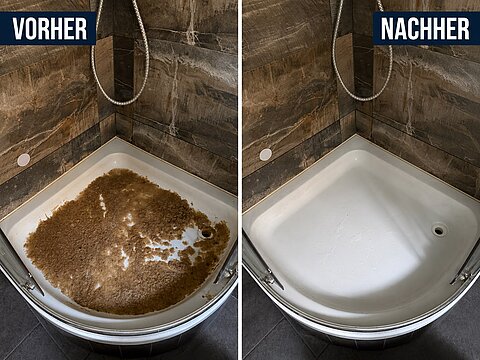 Duschwanne – Verkalkung entfernt