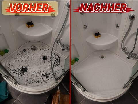 Duschwanne – Schwarzbelag entfernt